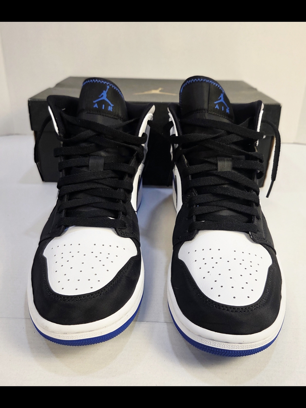 Air Jordan 1 Mid SE Men's Black White Blue Mid-Top Sneakers